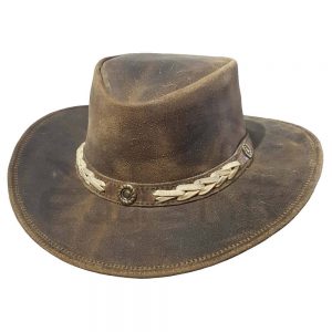 Cowboy Hats Distressed Leather in Tan Beige