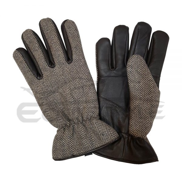 Equistl Leather Gloves Wool Lined Brown Color