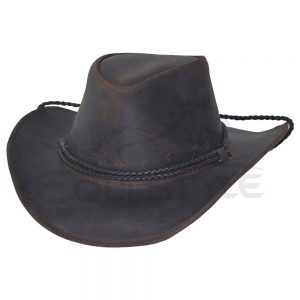 Mens Leather Cowboy Hats in Chocolate Brown Color
