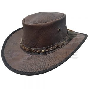 Leather Cowboy Hats Croc Print Packable Hat