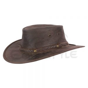 Crushable Outback Leather Hats Traveler Antique Style