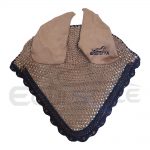 Fly Bonnet For Horses Light Brown and Navy