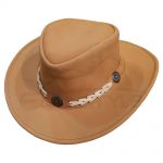Premium Cow Leather Gold Beige Nubuck Hat