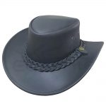 Black Leather Cowboy Hat With Five Layer Braided hatband