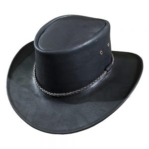 Black Synthetic Leather Western Hat