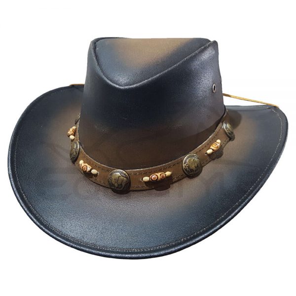 Men's western hats With Buffalo Conchos and Bones