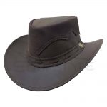 Wide Brim Leather Hats With Suede Crown