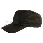 Military Cap Flat Top Crushable Leather Black