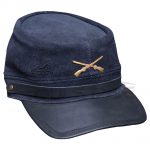 Suede Leather Army Cap Navy Blue and Black
