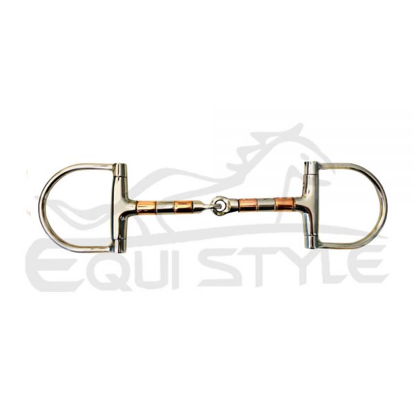 Copper Roller Bit, D Ring Snaffle, Single Joint, Silver and Gold Color