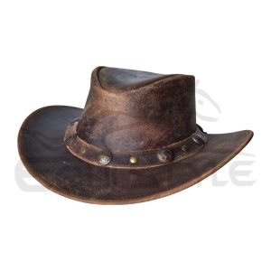 Leather Cowboy Western Hat With Conchos Leather Band