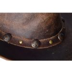 Leather Cowboy Western Hat With Conchos Leather Band