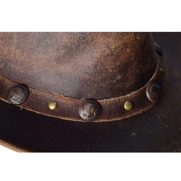 Leather Western Hat Conchos Band