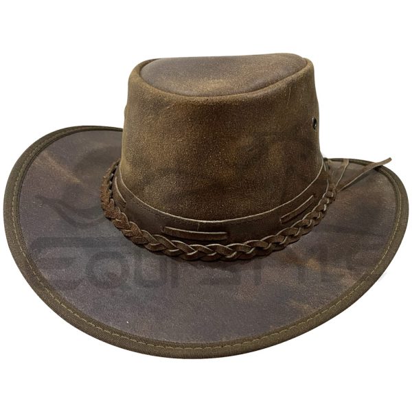 Brown XXL Leather Western Hat, Double hatband, Custom Inner Print Logo