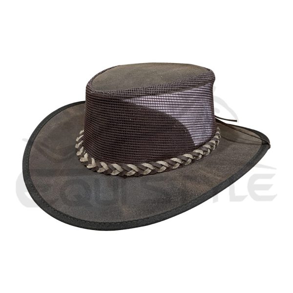 Mesh Crown Leather Cowboy Hat Cooler Brown