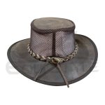 Mesh Crown Leather Cowboy Hat Cooler Brown