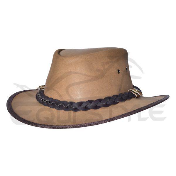 Cowboy Leather Safari Hats Black Braided