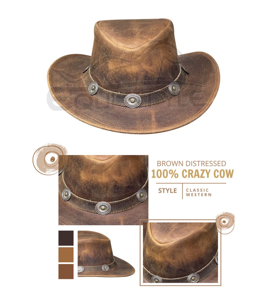 Western Hats Cowboy Style With Brass Conchos
