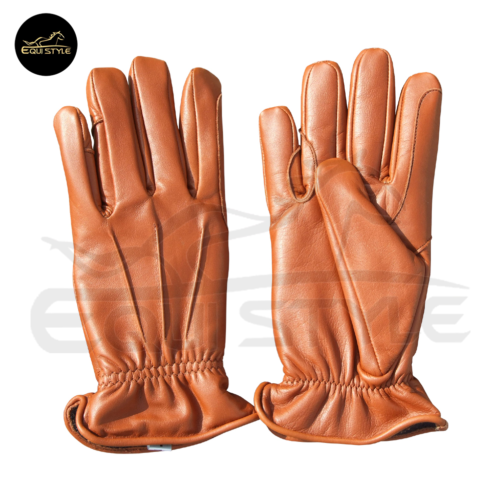 Radish Brown Leather Horse Jumping Gloves