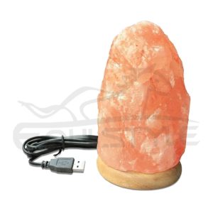Pink Himalayan Salt Lamp Wooden Base USB