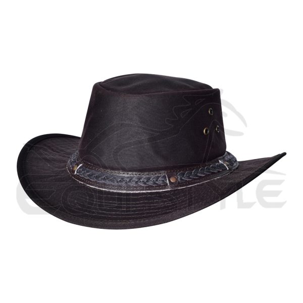 Chocolate Brown Cowboy Hat Waxed Cotton Large Size