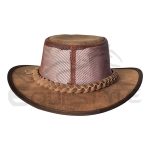 Cooler Mesh Leather Hat Tan Brown UV Protection Wide Brim