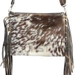 Cowhide Purse With Fringe Brown Western Crossbody