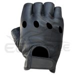 Black Leather Fingerless Gloves Genuine Sheepskin