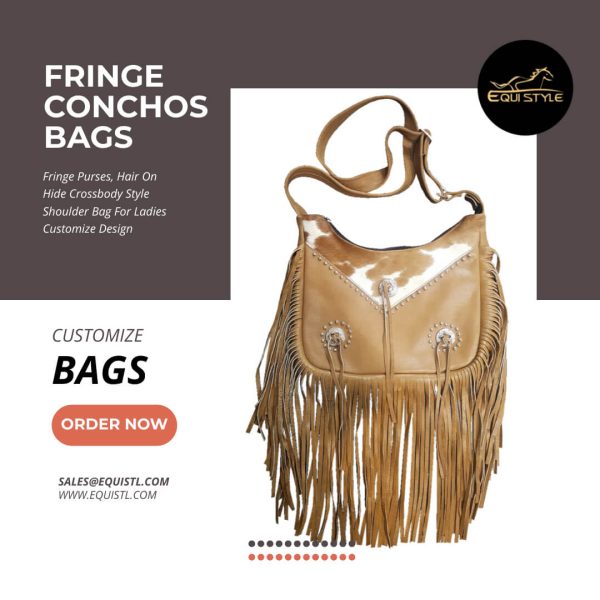 Light brown western long fringe purse