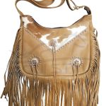 Brown Cowhide Fringe Purses Three Front Conchos