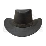 Black Western Leather Hat Wide Brim Unisex Style