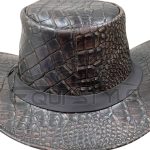 Crocodile Skin Leather Hat Plain Black Strap Hatband