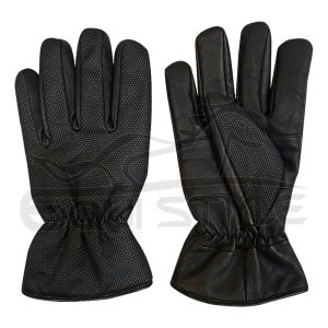 Winter Luxury Leather Gloves Black Dotted Texture