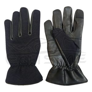 Black Leather Gloves Warm Winter Accessory