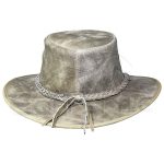 Suede Cowboy Hat Light Beige Australian Style Braided