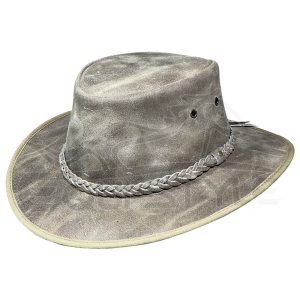 Suede Cowboy Hat Light Beige Australian Style Braided
