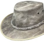 Suede Cowboy Hat Light Beige Australian Style Braided