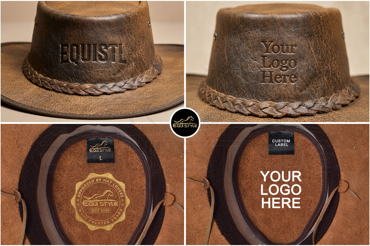 Custom leather cowboy hats private label OEM logo branding embossing