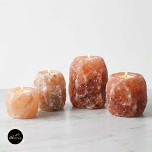 Natural Himalayan Salt Candle Holders for Spa & Wellness