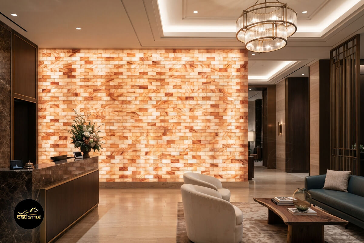 Himalayan salt wall tiles in a luxury hotel interior